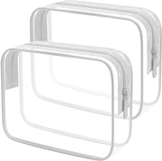 Set di borse trasparenti per liquidi, borse per liquidi per viaggi, borse trasparenti per trucco, accessori di viaggio per mano, set di borse trasparenti per uomo e donna (2 pezzi)