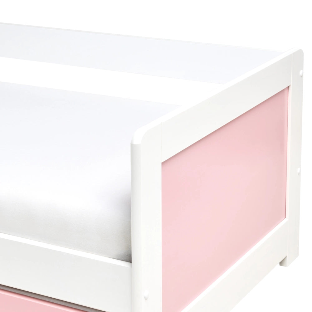 Letto a castello per bambini in legno di pino rosa struttura di dimensioni singole EU con telaio estraibile extra
