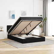 Struttura Letto Pouf con Materasso Nero 140x200 cm in Velluto 3312628