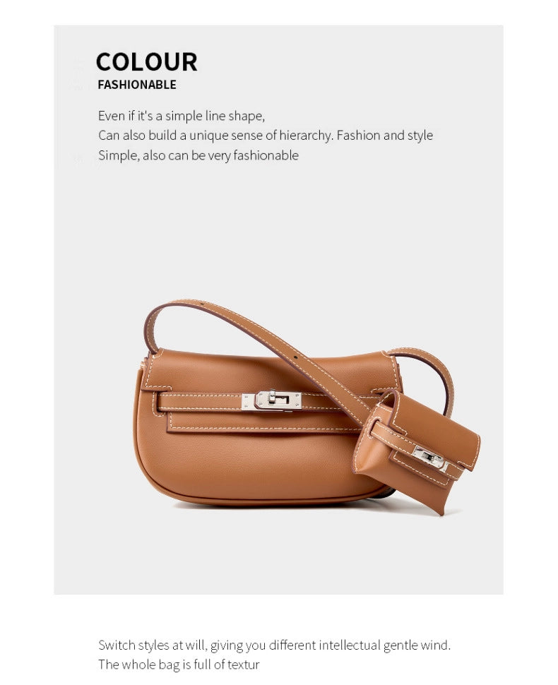 Borsa a tracolla da donna in vera pelle, borsa da sera marrone