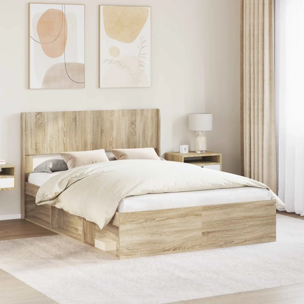 Struttura del letto con stoccaggio e testata Rovere Sonoma 3414229