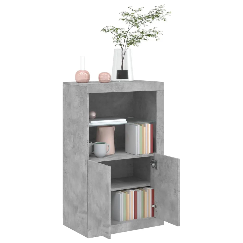 Armadietto con Luci LED Grigio Cemento in Legno Multistrato 836626