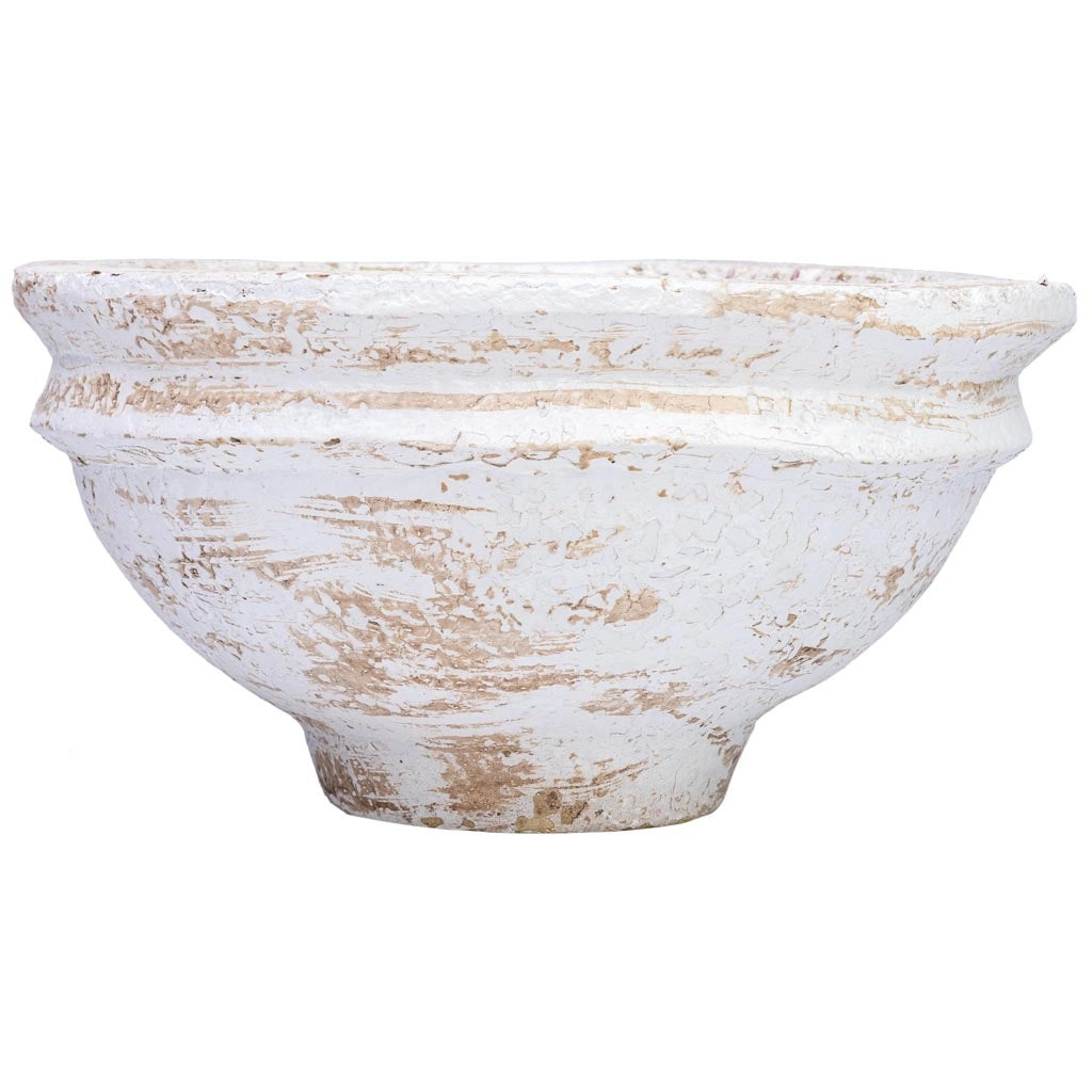 Centrotavola cartapesta invecchiato bianco 28x28x14h cm