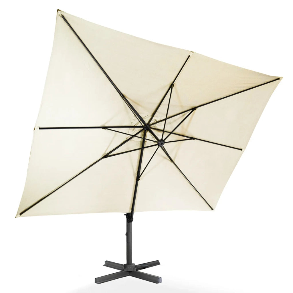 IDMarket - Ombrellone decentrato rotante a 360° CALVI ecru 3x4 M con copertura