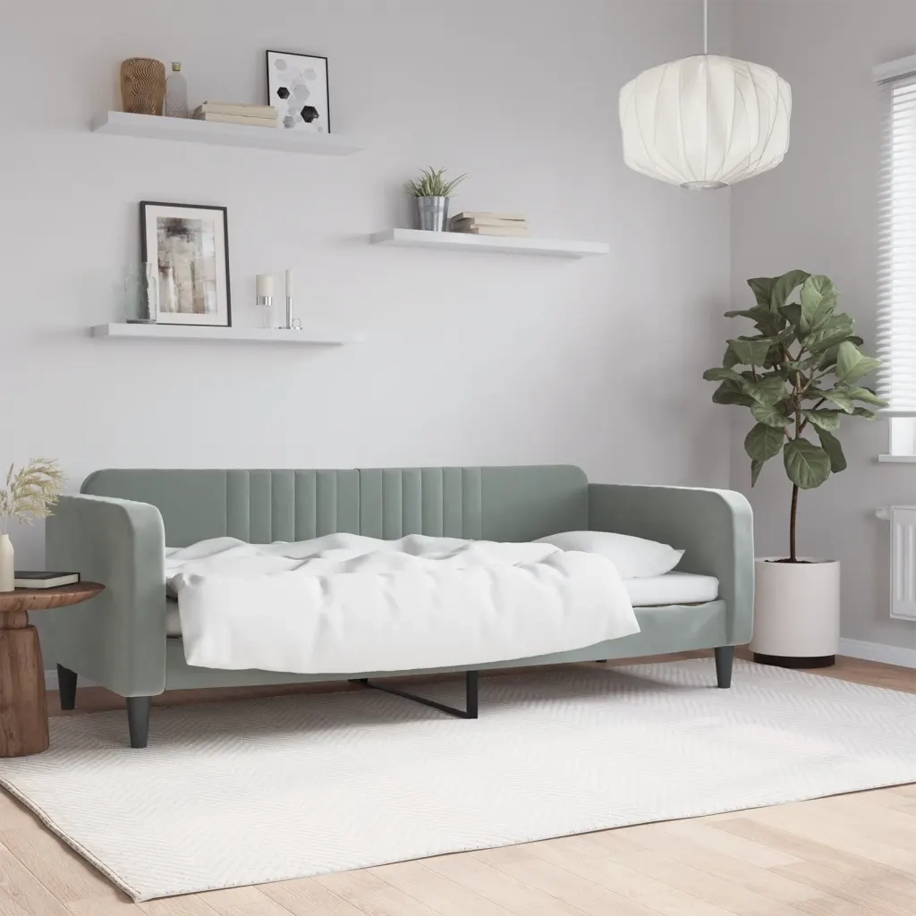Letto da Giorno Grigio Chiaro 80x200 cm in Vellutocod mxl 70656