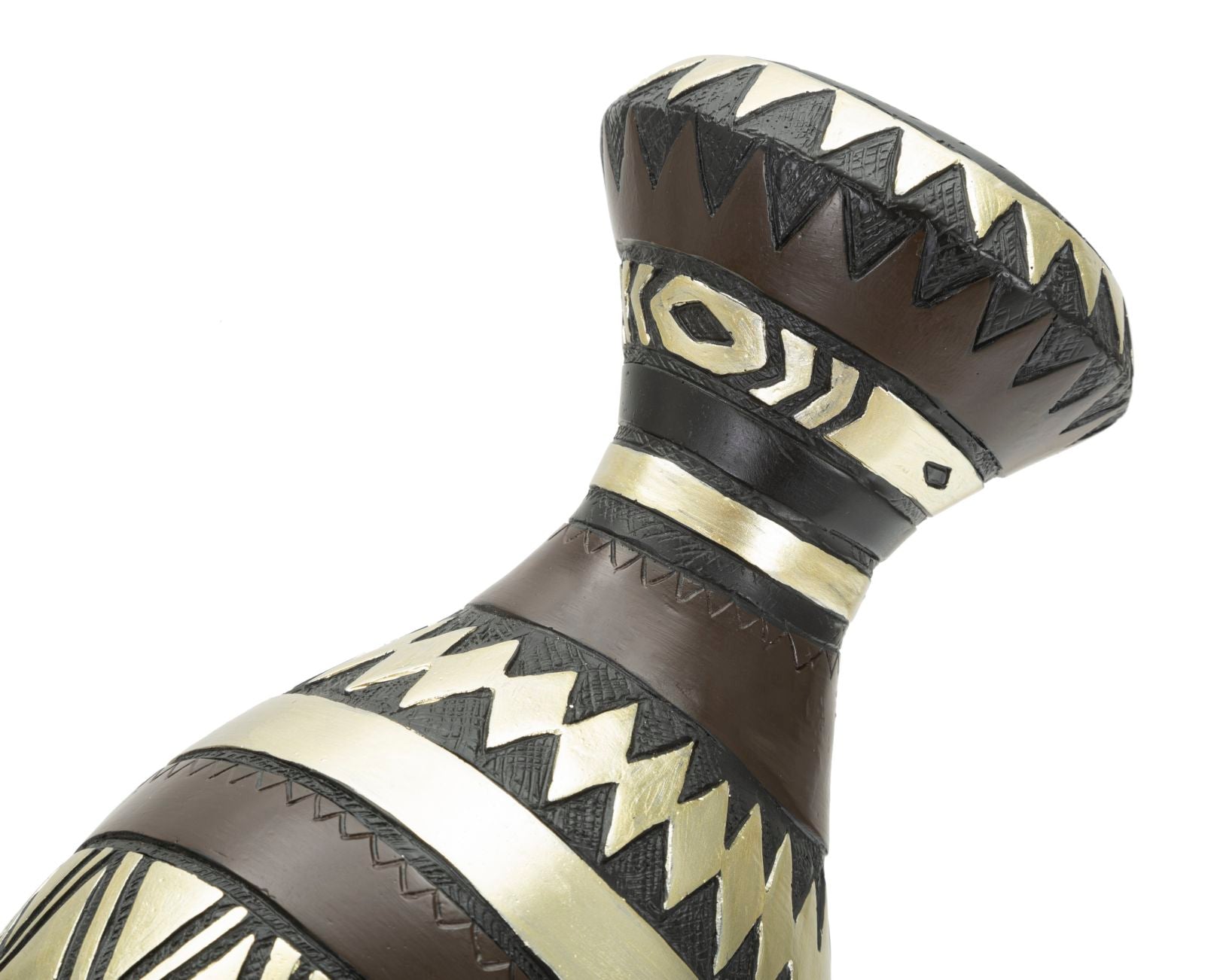 Statua Donna Masai Tribu 23x38,5x19 cm in Poliresina Nero/Oro