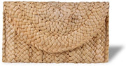 Clutch per donna in paglia, borsa da viaggio boho in paglia, borse da spiaggia per donna in estate, clutch di paglia per tempo libero per vacanza, viaggio, festa, matrimonio (marrone)
