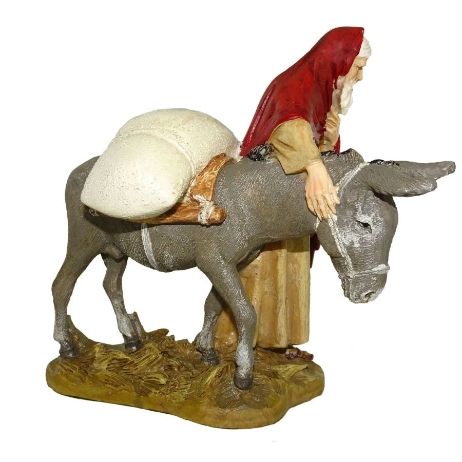 VIANDANTE CON ASINO PER PRESEPE DA 10 CM