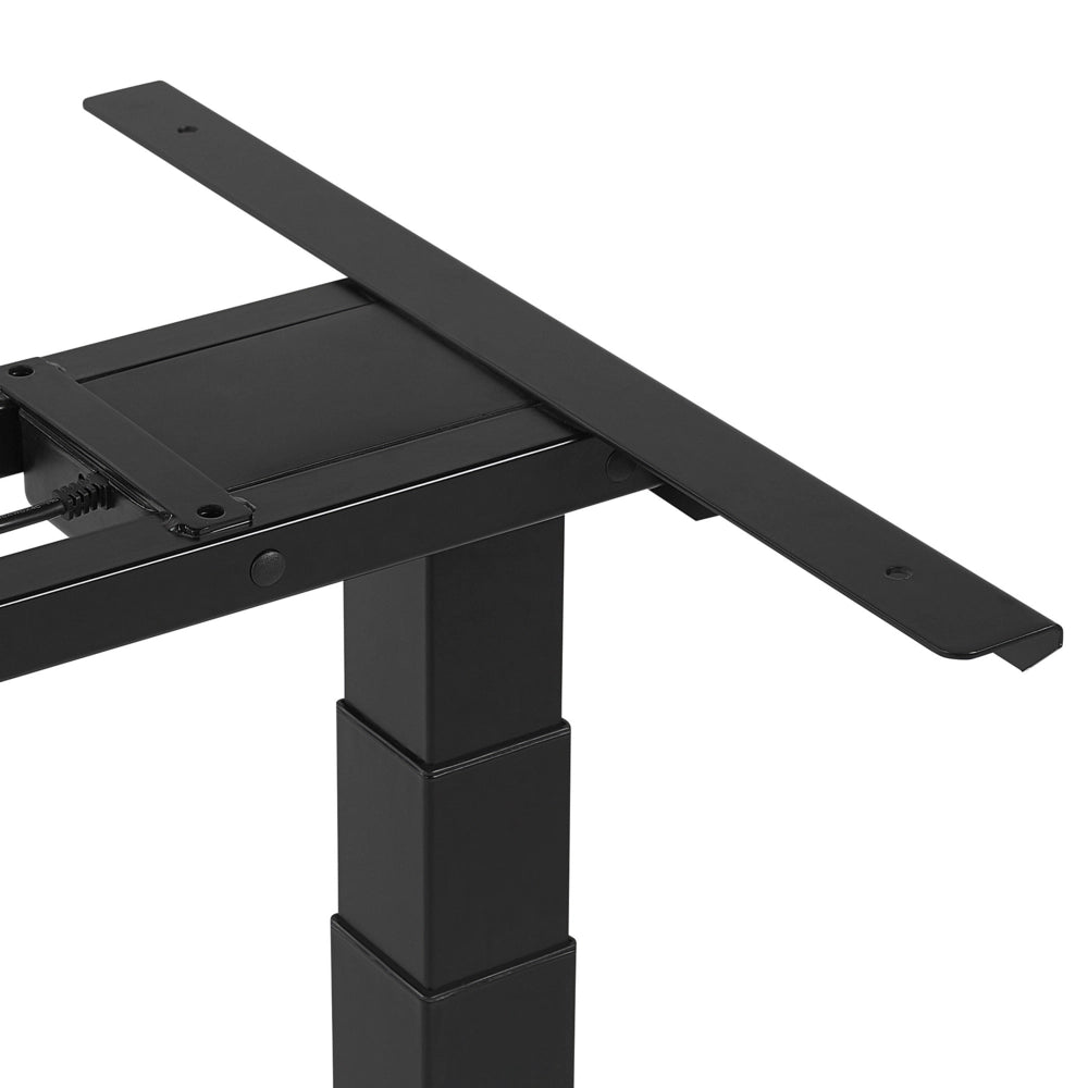 Scrivania regolabile elettricamente Piano tavolo grigio verniciato a polvere Struttura in acciaio Nero Siediti e stai in piedi 130 x 72 cm