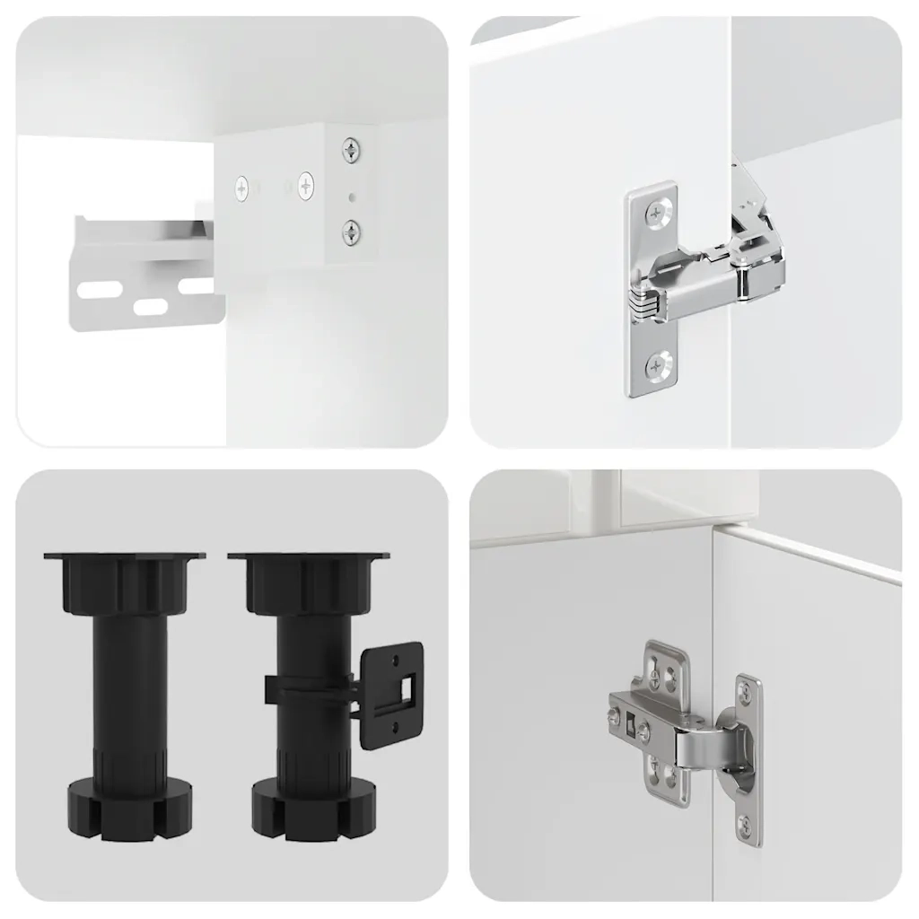 vidaXL Set Mobili da Cucina 4 pz Lucca Bianchi Lucido in Truciolato