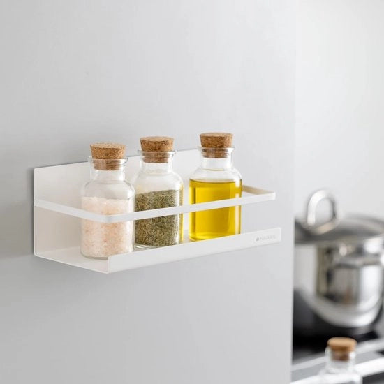 Kruidenrek Magnetico - 24,4 x 12 x 9,3 cm - Supporto per Cucina Senza Fori - Bianco