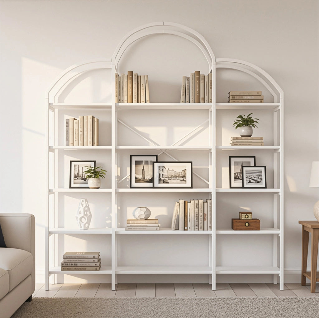 Scaffale a 5 ripiani in MDF e metallo bianco 170x26x190 cm