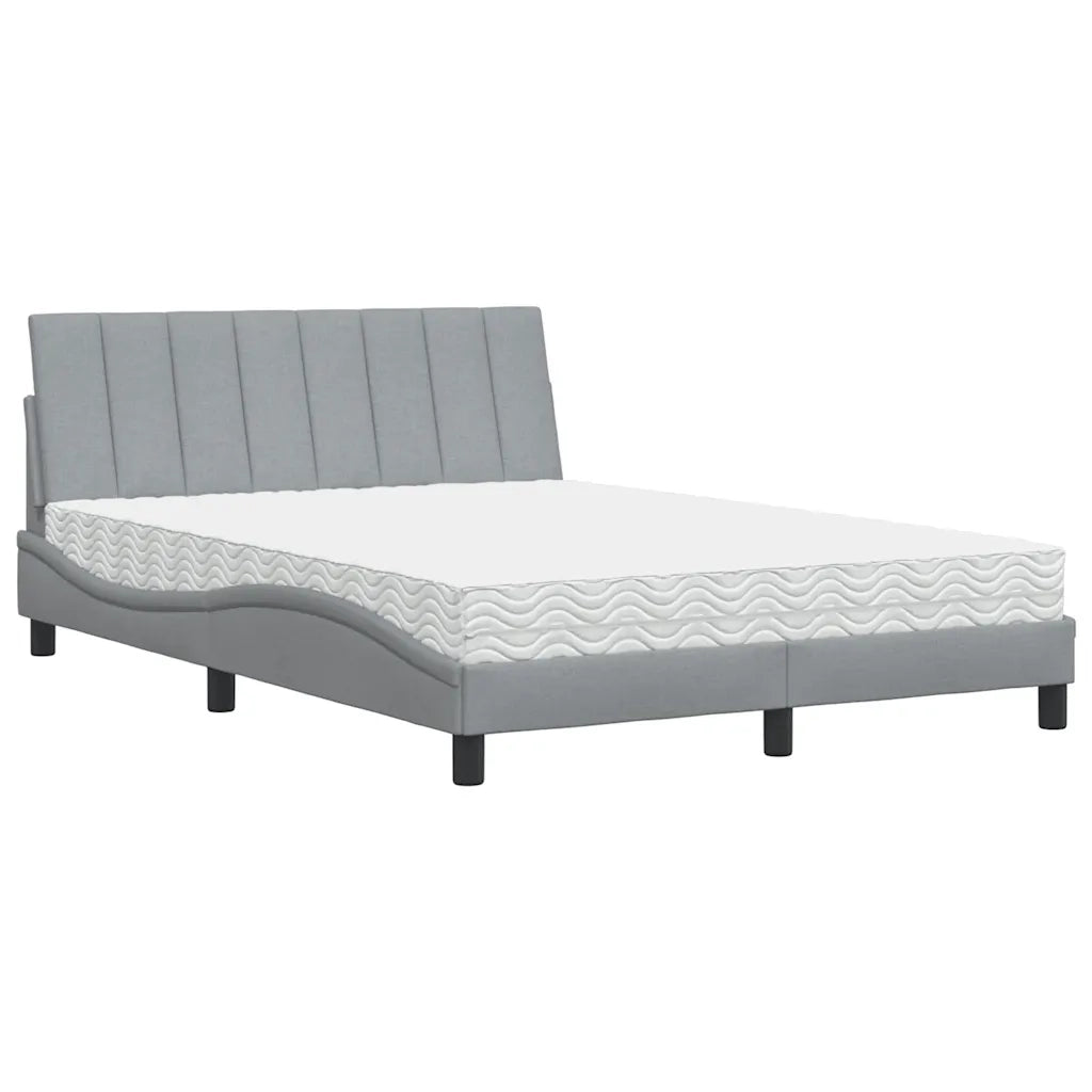 Letto con Materasso Hanko Grigio Chiaro 120x200cm Tessuto 3310517
