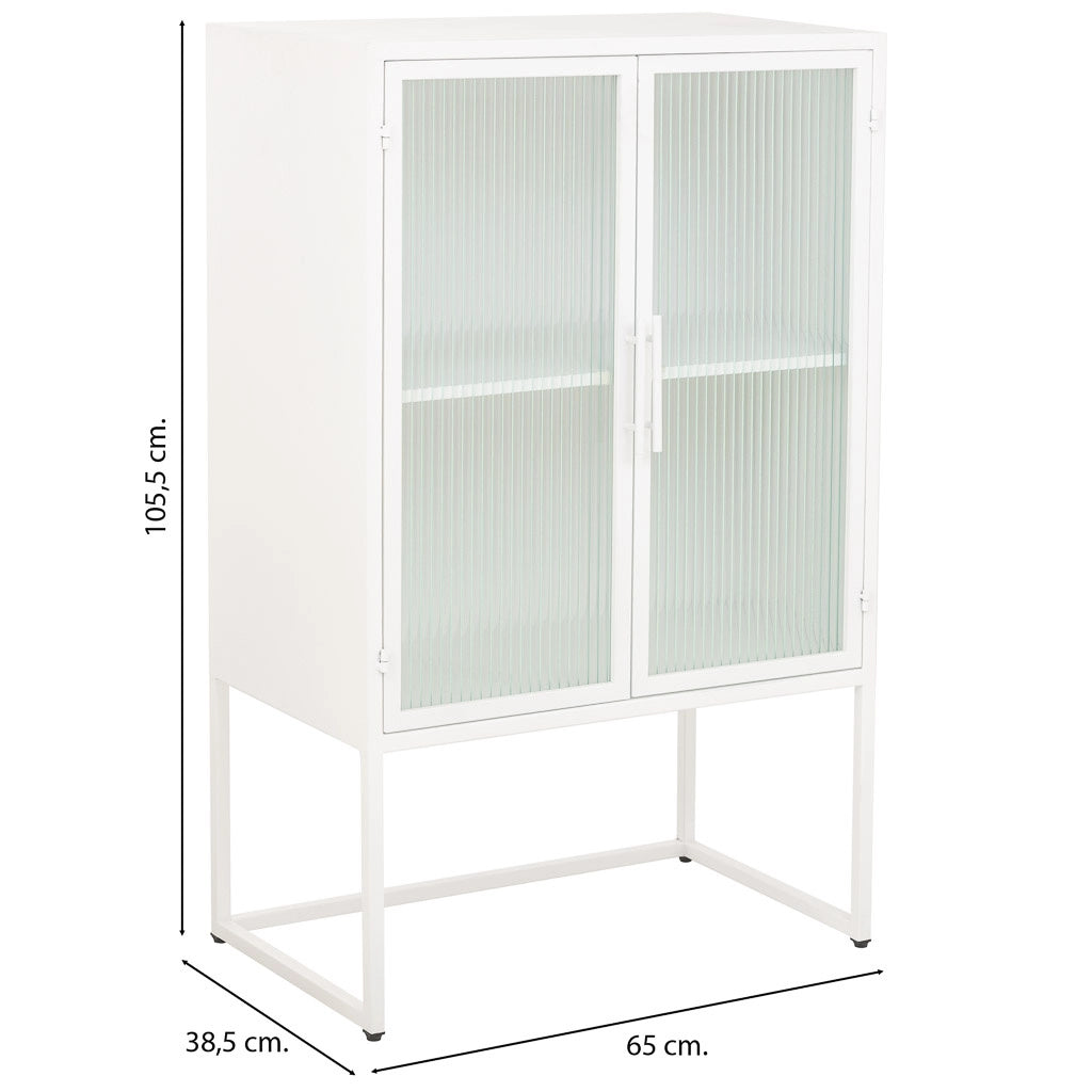 Vetrina in metallo bianco con 2 ante cm 65x38,5x105,5h