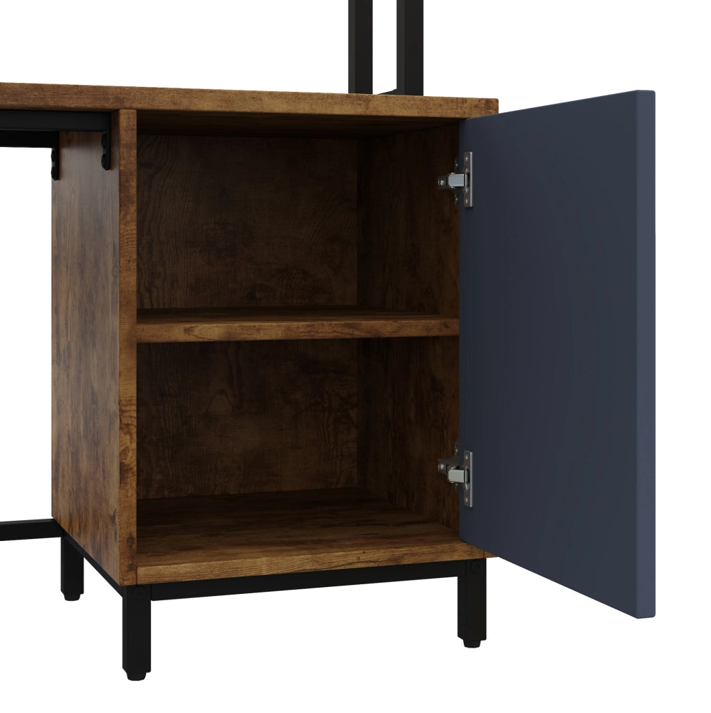 Scrivania angolare industriale 140x140 cm con contenitore