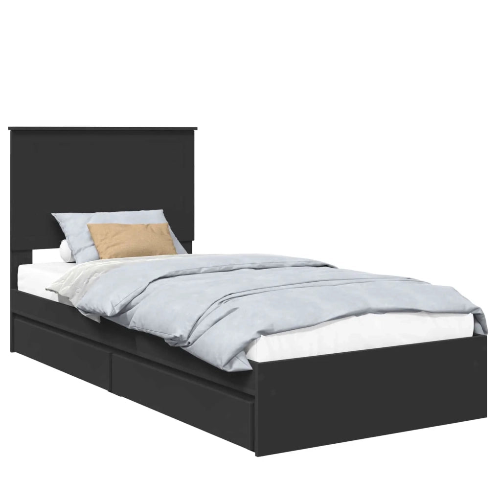 Letto con Contenitore Nero 90 x 190 cm Legno multistrato