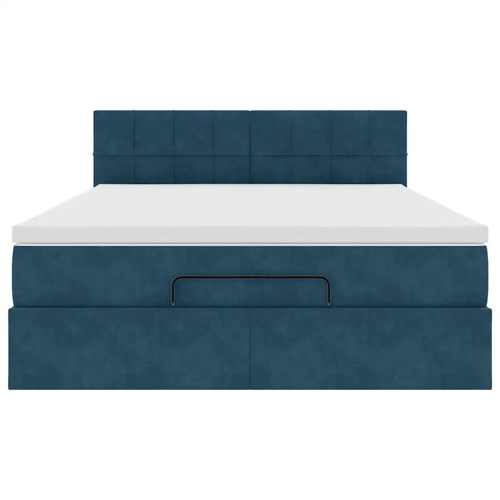 Struttura Letto Pouf con Materasso 140x190 cm in Velluto