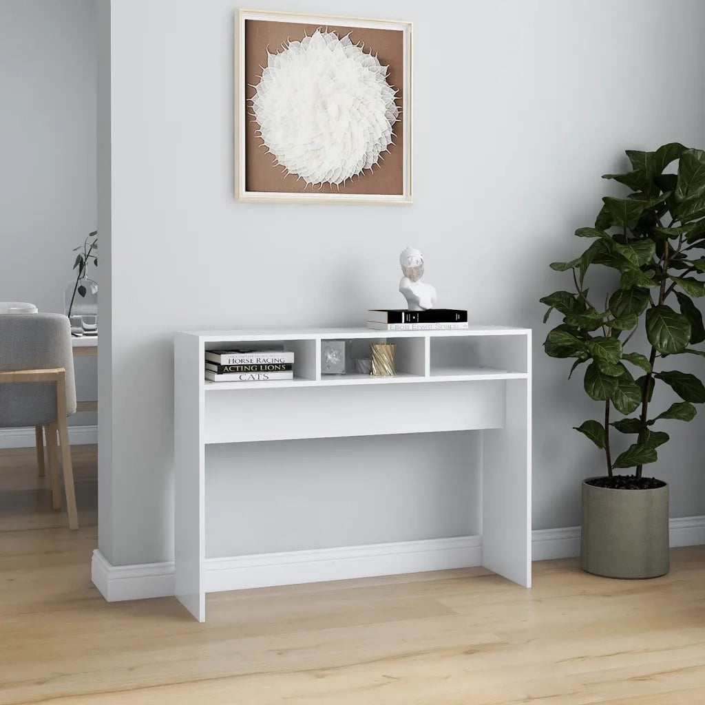 Tavolino Consolle | Tavolo d'Ingresso Bianco 105x30x80 cm in Legno Multistrato