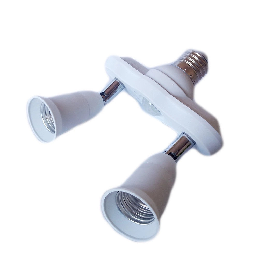 Trade Shop - Portalampada Adattatore Sdoppiatore E27 2 Ingressi E27 Sensore Di Movimento Pir -