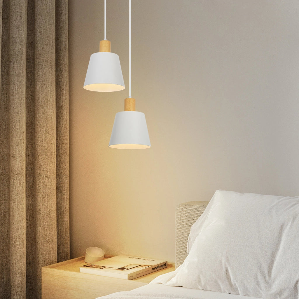Lampada a sospensione ZMH per sala da pranzo a 1 fiamma 2 luci a sospensione in metallo bianco industriale