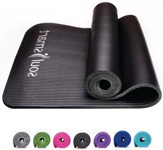 Mat di yoga antiscivolo con cuscinetto NBR - per allenamento, pilates e ginnastica - mat leggero da viaggio - per uso indoor e outdoor - cinturino di trasporto - 10 mm di spessore
