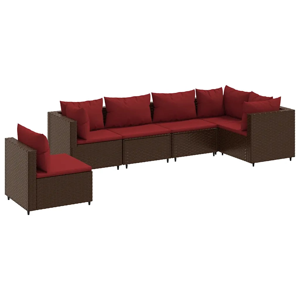 Set Mobili da Giardino 6pz con Cuscini in Polyrattan Marrone 3308173