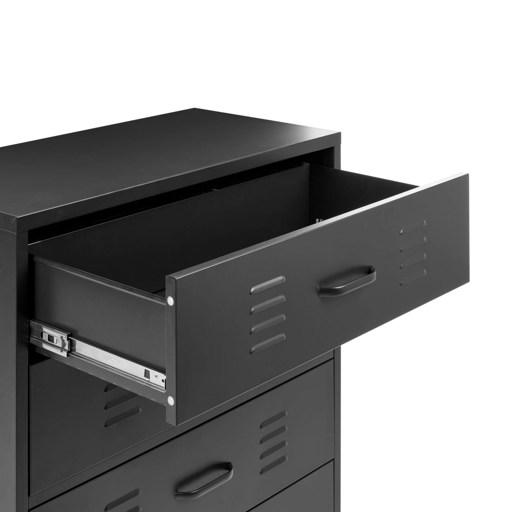 Armadio a 4 cassetti in metallo Nero in acciaio stile industriale per il soggiorno dell'home office