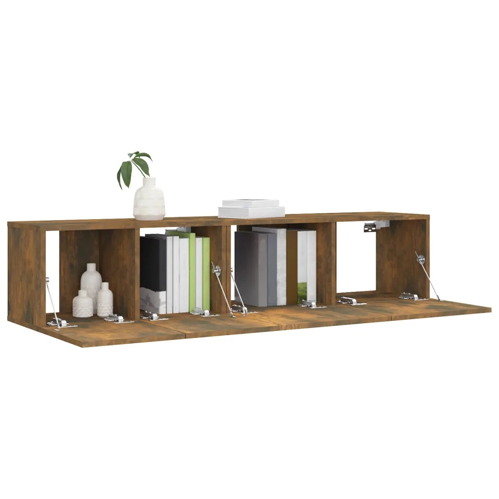 Set Mobili Porta TV 2 pz Rovere Fumo in Legno Multistrato 3120278