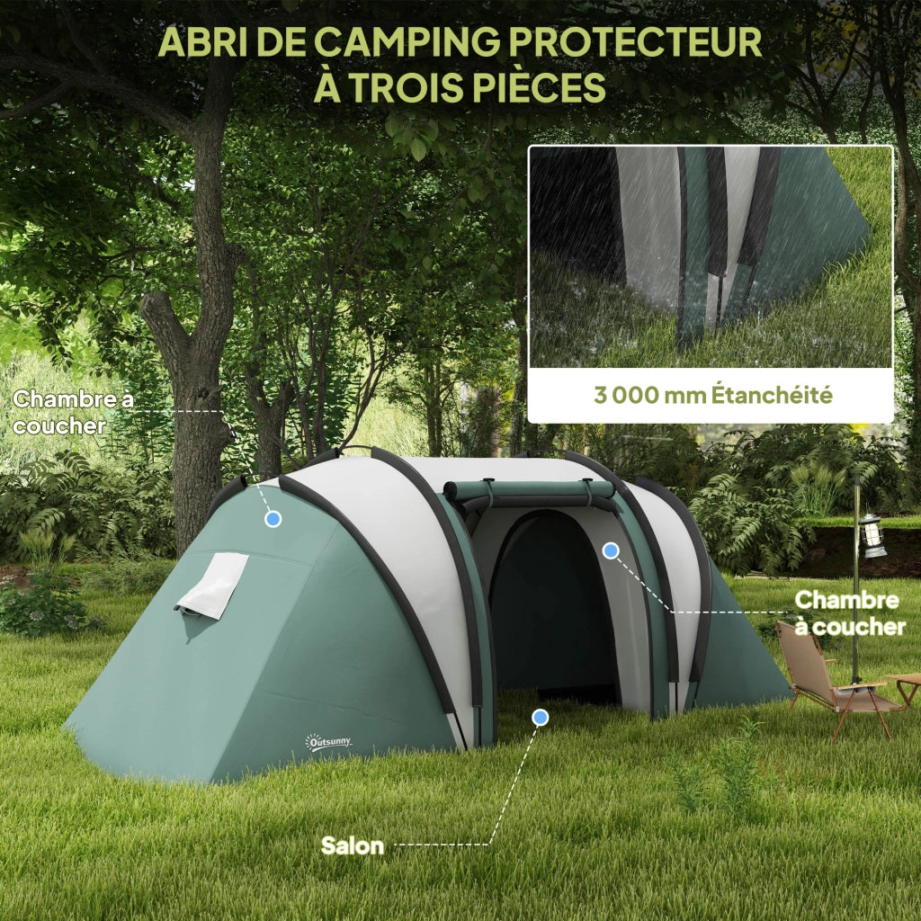 Tenda da Campeggio 4-5 Persone 2 Camere ¨C Zephmum ¨C Verde 3000mm Impermeabile