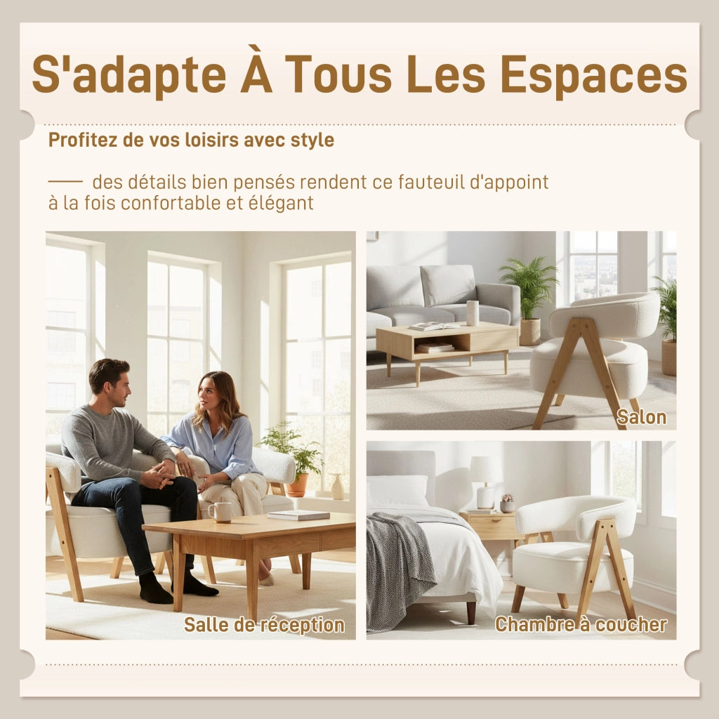 Poltrona in tessuto bouclette ¨C zephmum ¨C 70x64x71 cm, bianco