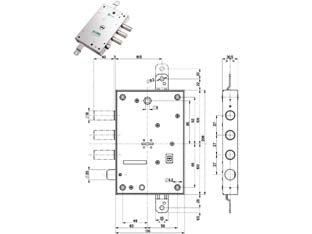 SERRATURA TRIPLICE APPLICARE CON SCROCCO DM BLINDATE 52571ML/37  mm.63 DX/SX (52571ML 37 36)    MOTTURA