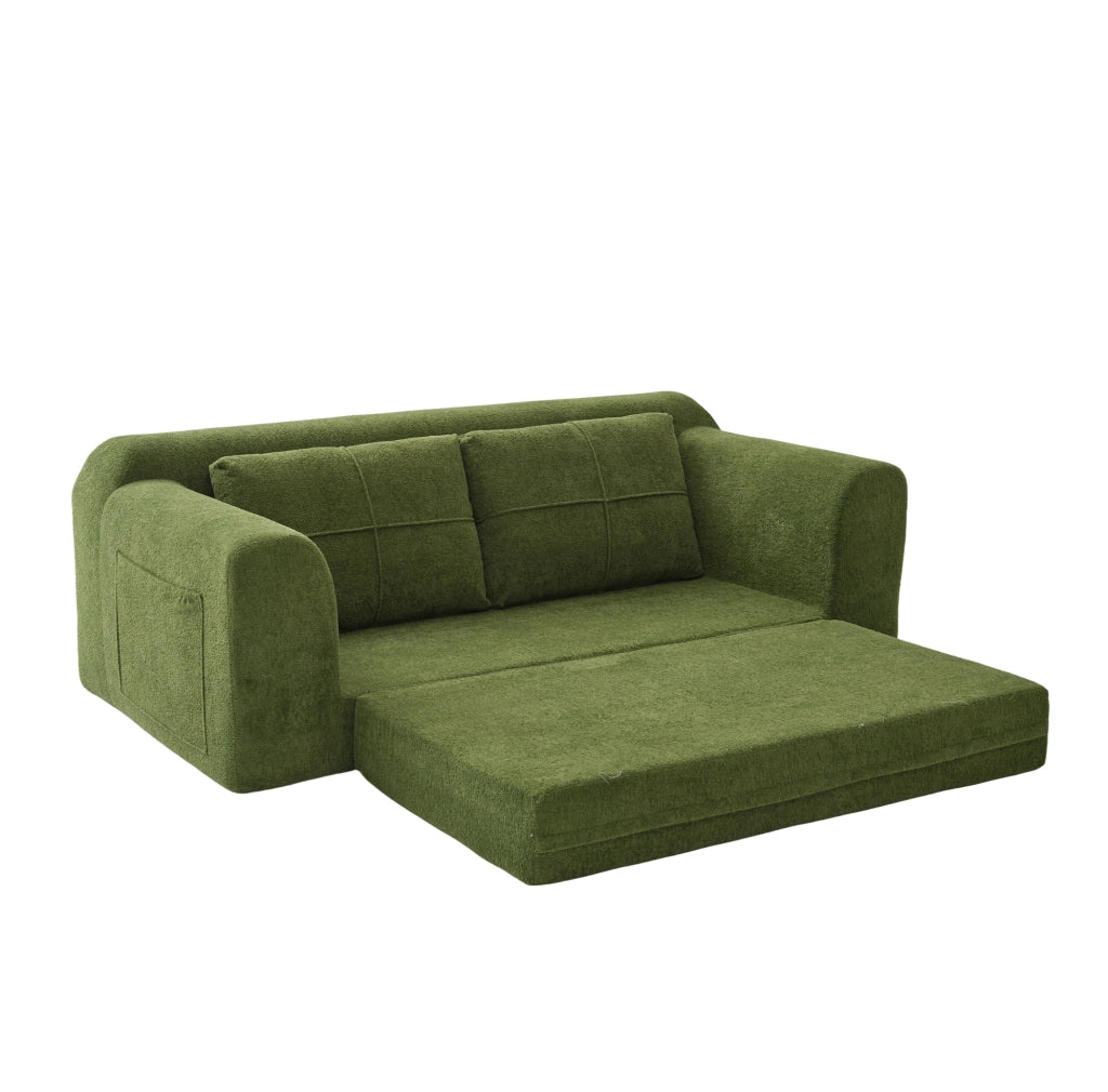 Divano letto da pavimento 2 in 1 in velluto verde