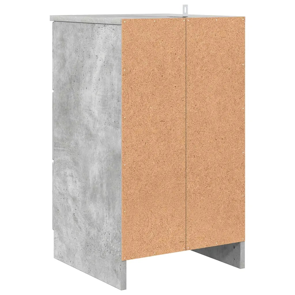 Comodino | Armadio da Notte | Mobiletto da notte con cassetto Grigio cemento 38 x 38 x 66 cm