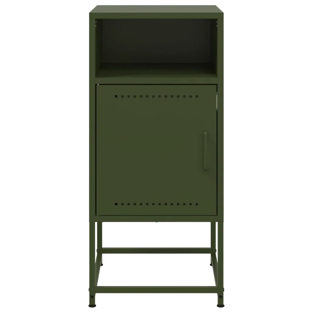Set di 2 Comodini | Armadio da Notte | Mobiletto da notte Verde Oliva 36x39x78 cm in Acciaio