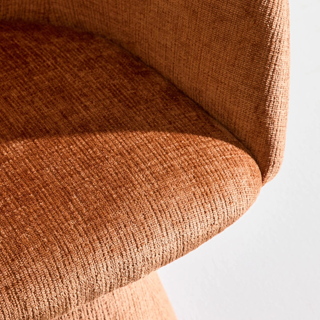 Poltrona girevole 180° in tessuto di cotone, terracotta