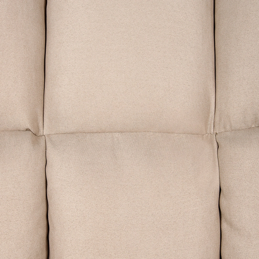 Sedia a dondolo Beige Tessuto poliestere Rivestimento Gambe di legno Pattini Moderna Biscuit Tufting
