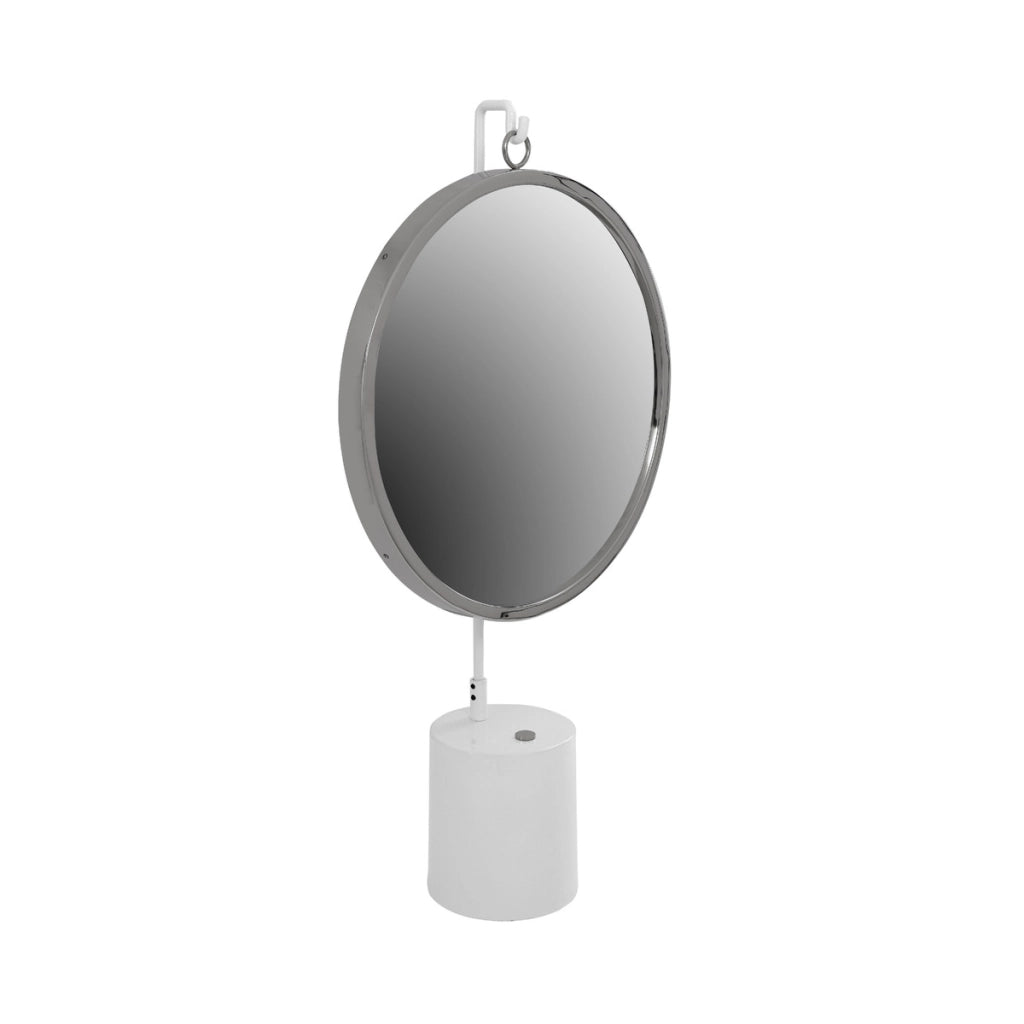 Specchio da tavolo Eleganca in metallo bianco e argento