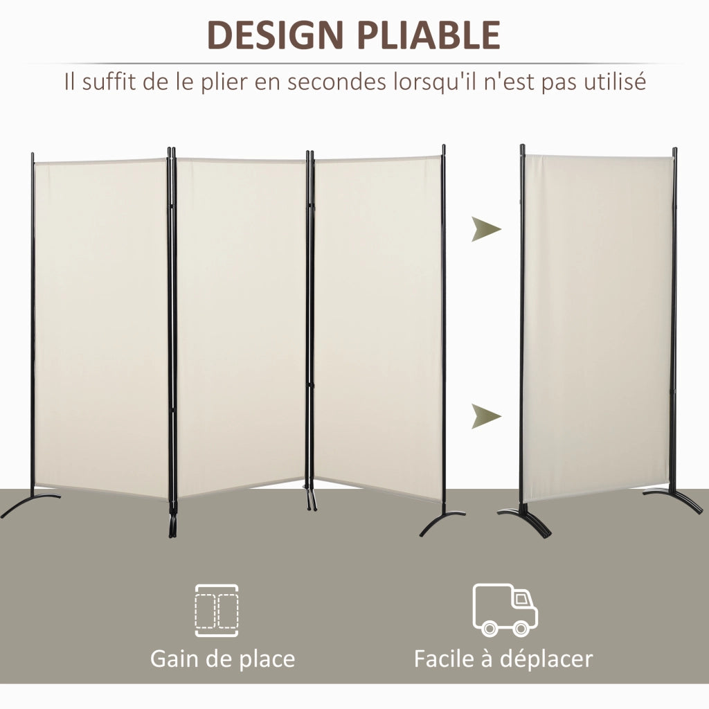 Paravento 3 pannelli ¨C Xylo ¨C metallo e poliestere grigio 253x50x182 cm
