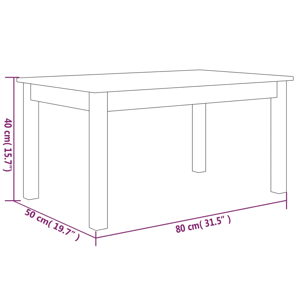 Tavolino da Salotto 80x50x40 cm Legno Massello di Pino cod mxl 28093