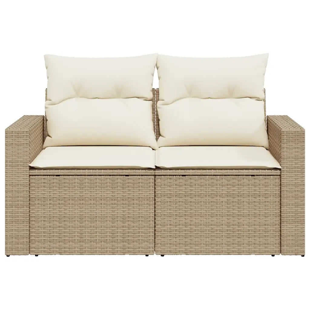 Divano da Giardino con Cuscini a 2 Posti Beige in Polyrattan 366078
