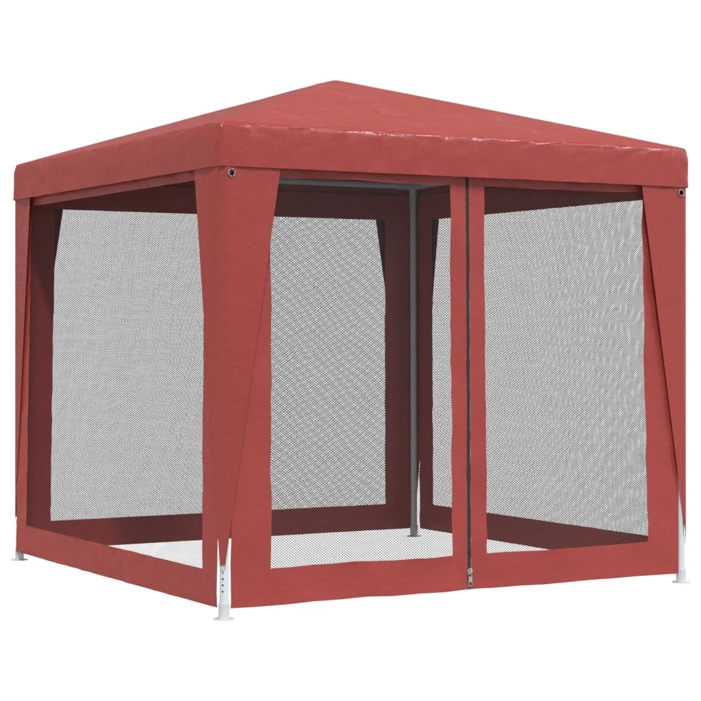 Tenda per Feste-Tenda Gazebo 4 Pareti Laterali in Rete Rossa 2,5x2,5m HDPE
