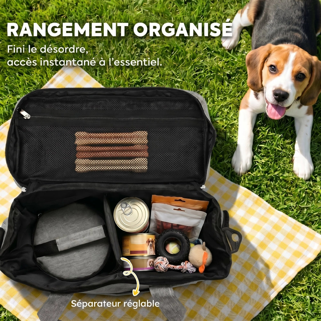 Trasportino per Cane con Tasche e Ciotola ¨C zephmum ¨C Grigio 38x17x35cm