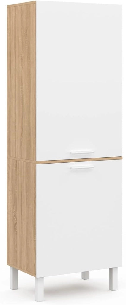 Mobile da cucina CINA 60 cm con 2 ante in faggio e bianco
