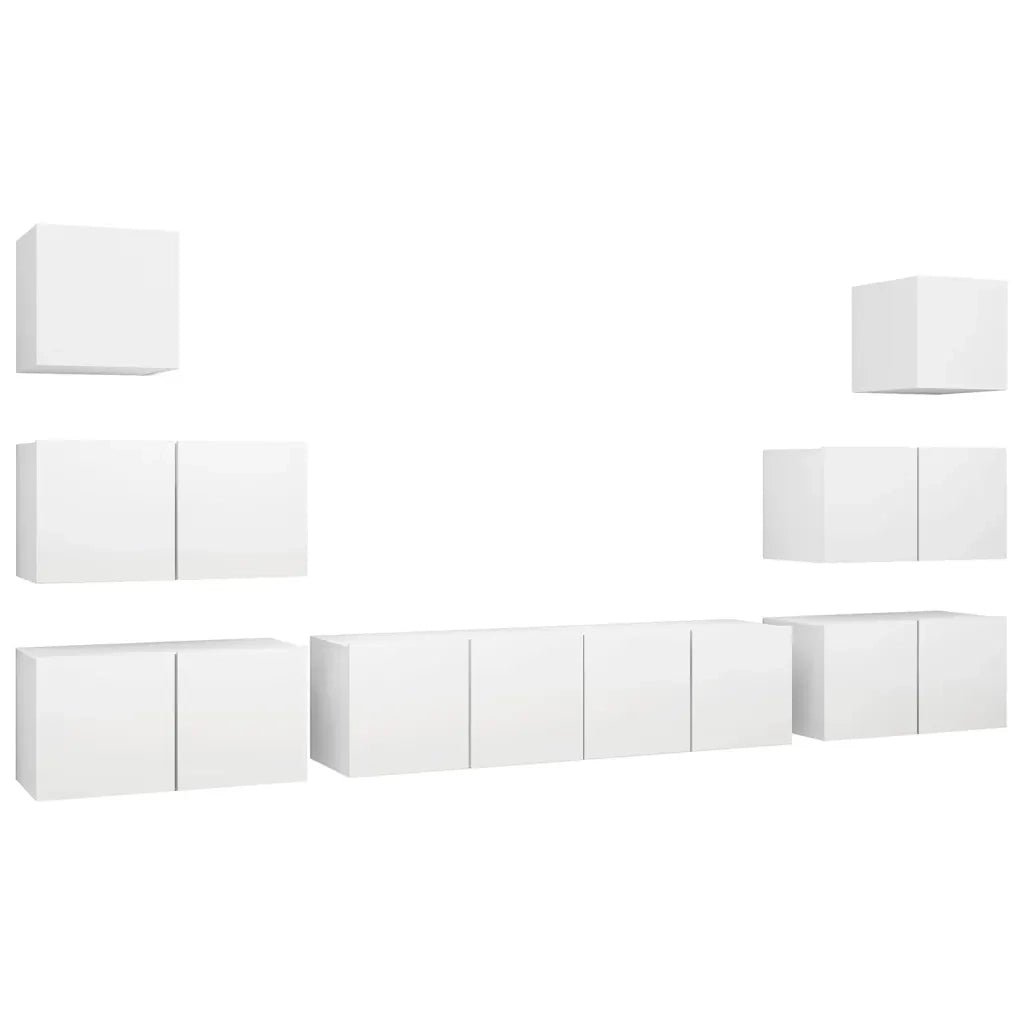 Set Mobili Porta TV 8 pz Bianco in Legno Multistrato 3078714