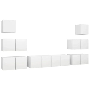 Set Mobili Porta TV 8 pz Bianco in Legno Multistrato 3078714