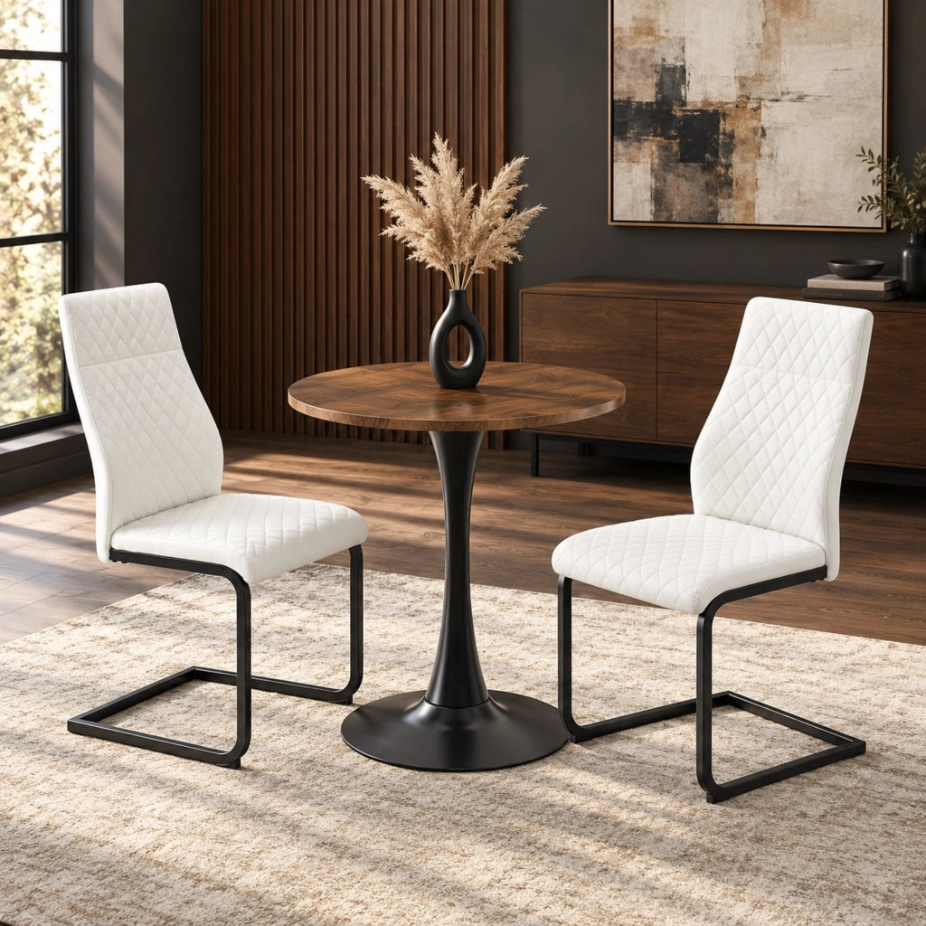 Set tavolo e sedie rotondo 60 cm MDF bianco e nero per 2 persone