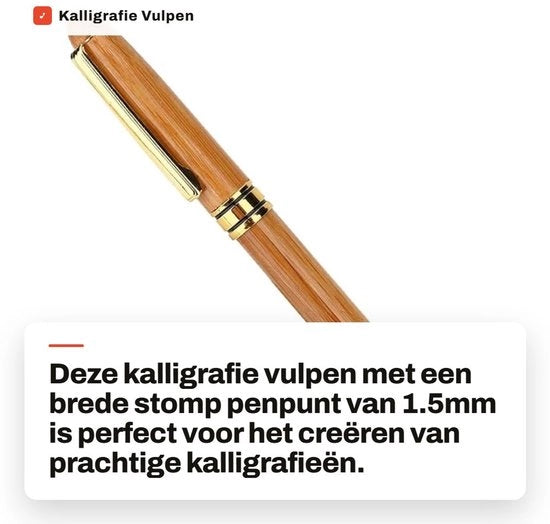 Stilografica a sfera 1,5 mm con punta larga - manico in bambù - stile di penna - serbatoio d'inchiostro - penna per scrivere - facile da usare - scrittura efficace - penna stilografica