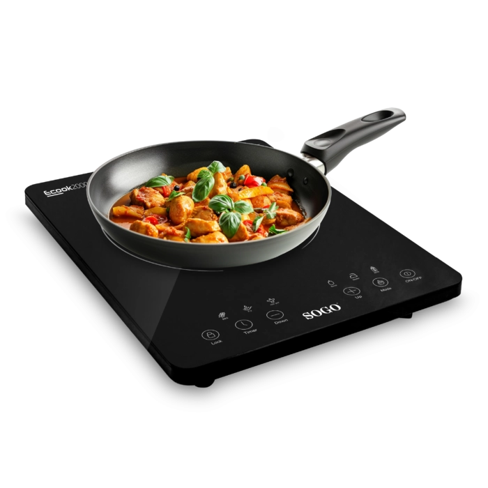 Piastra induzione portatile 2000W con controllo touch digitale, 9 livelli potenza e timer 180 min per cucina mobile - Sogo