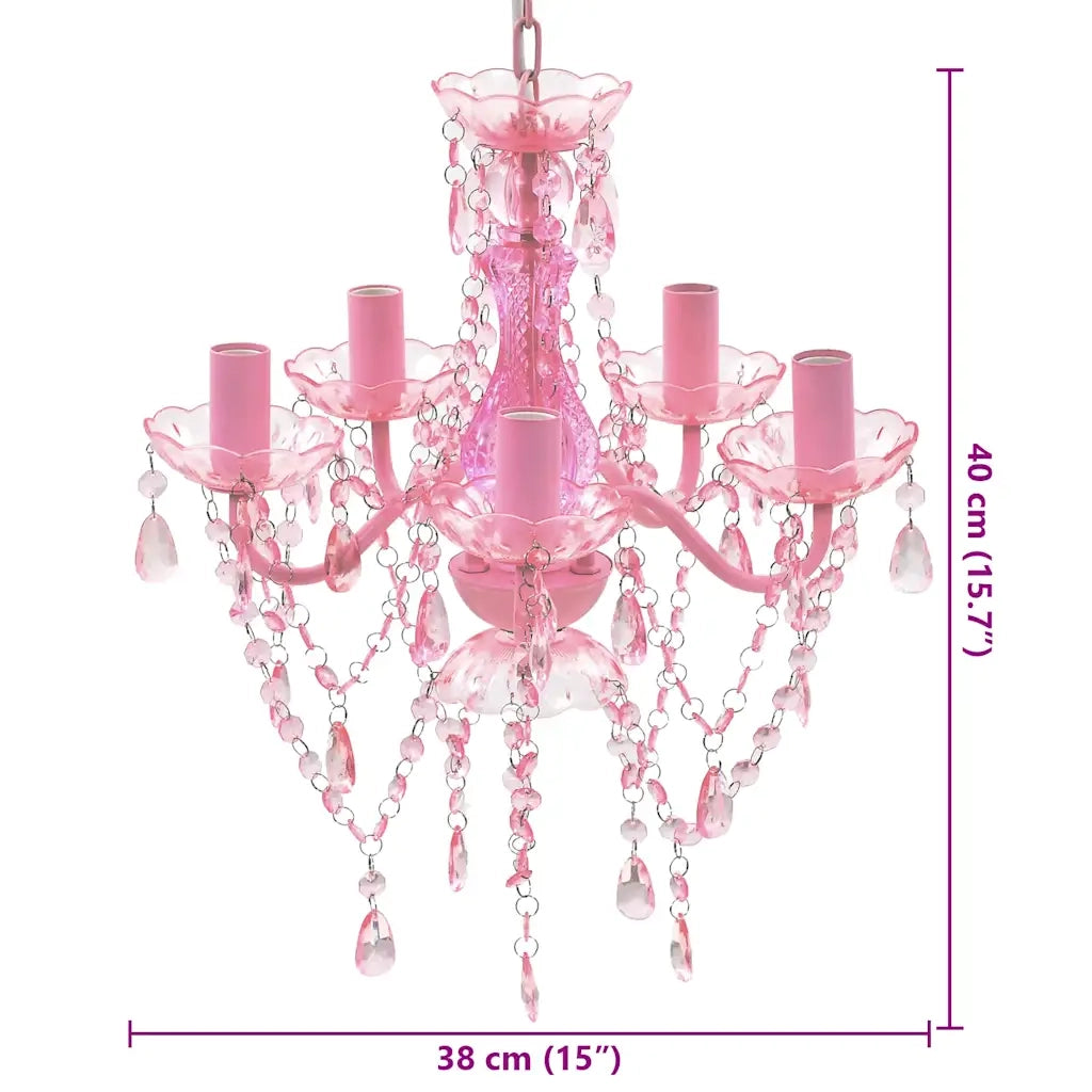 Lampadario in Cristallo 5 Lampadine Rosa CFW4532803