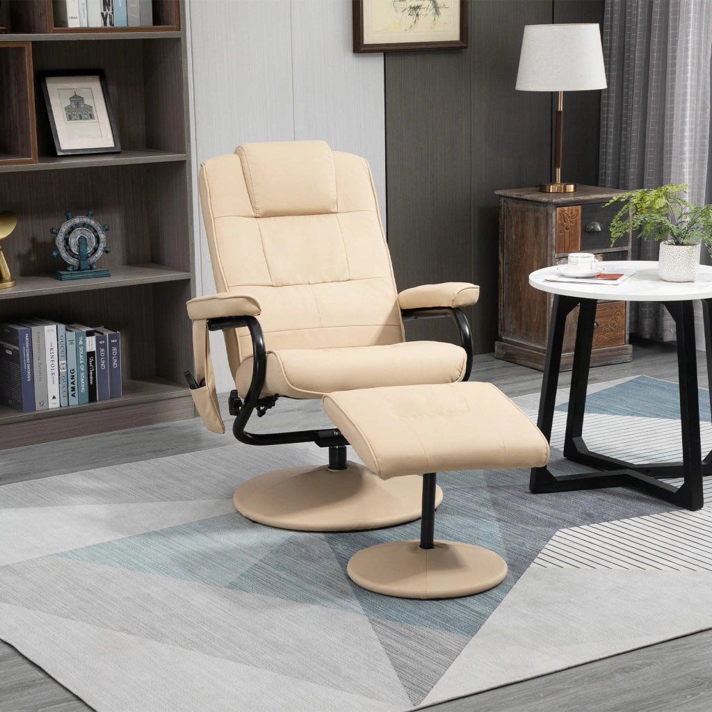 Poltrona Massaggiante Reclinabile 360¡ã Girevole ¨C Zephmum ¨C Creme Similpelle